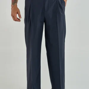 Pantalone Fondo Ampio Senza Piega Blu Napoli