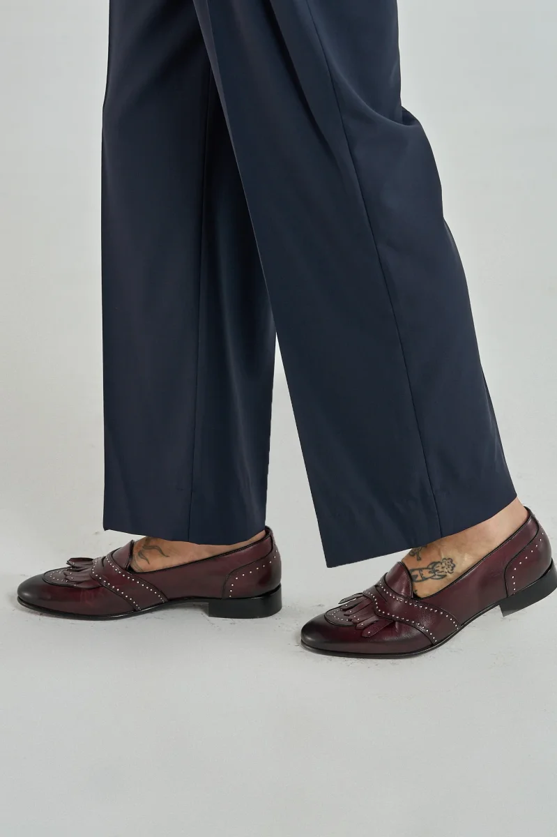 Pantalone Fondo Ampio Senza Piega Blu Napoli - immagine 5