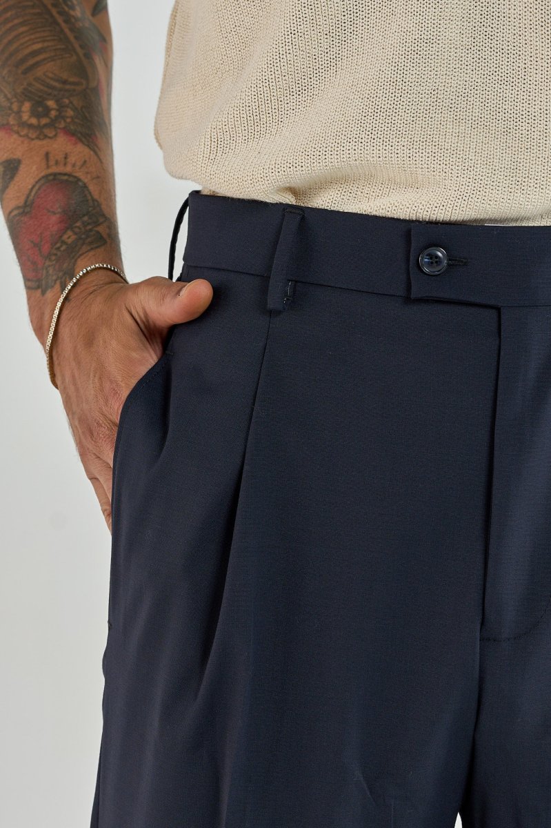 Pantalone Fondo Ampio Senza Piega Blu Napoli - immagine 6