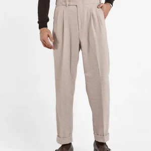 Pantalone Fondo Ampio e Fibbie Laterali in Flanella Rosino Megève