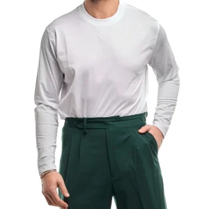 Shirt Regolare Manica Lunga Girocollo in Filo di Scozia Bianca