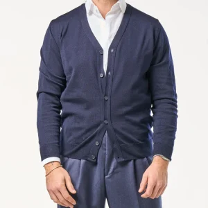 Cardigan in 100% Lana Merinos Blu