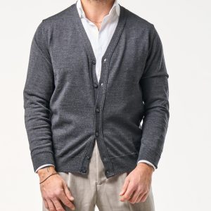 Cardigan in 100% Lana Merinos Antracite