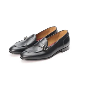 Mocassino con Monofibbia Laterale in Pelle Nero